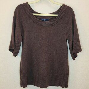 Gap Sweater Womens XS Brown Wool Blend Knit Short Sleeve Basic Simple Casual